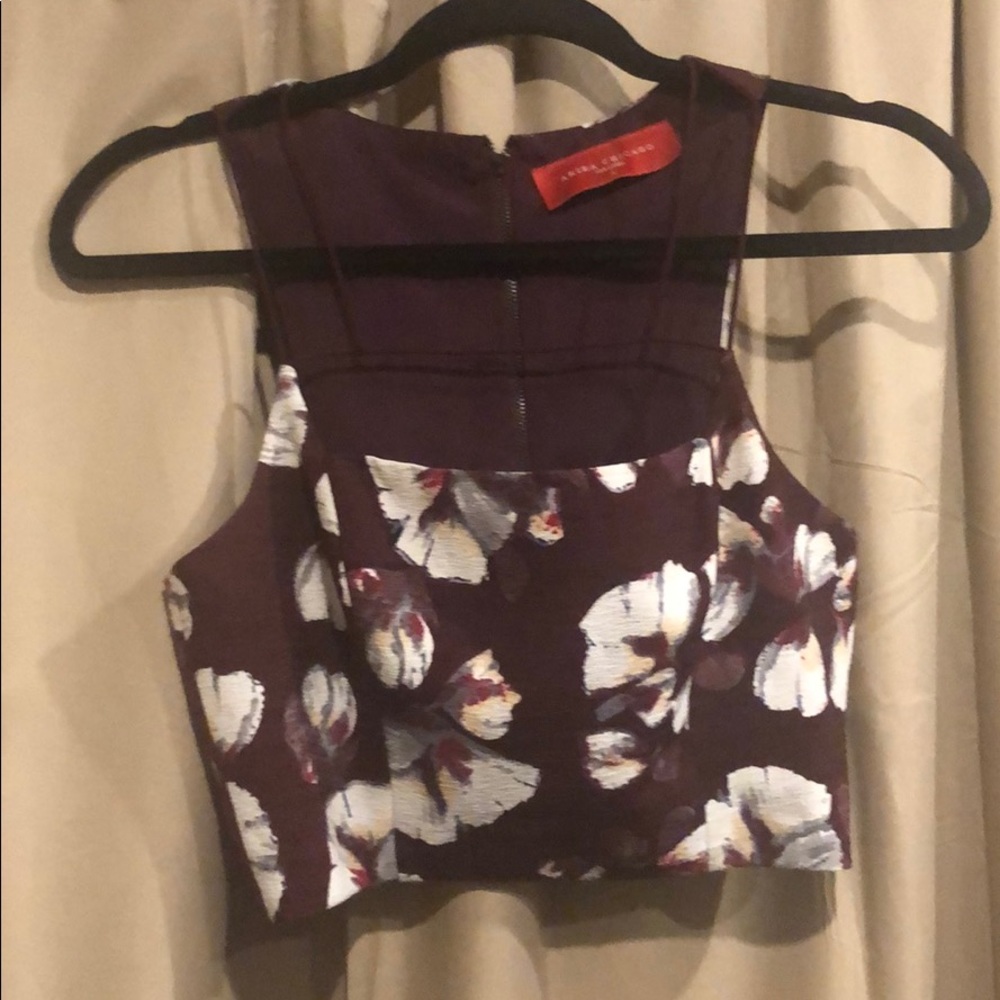 Floral tank with straps in the front
